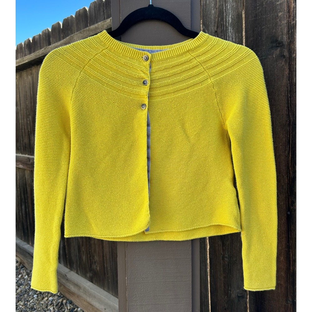 Mini Boden Girls 8-9Y Yellow Cotton Cashmere Cardigan Sweater 134cm